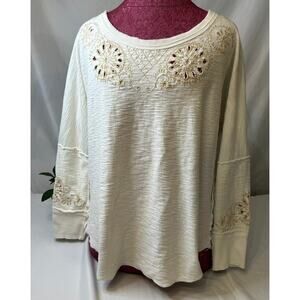 Intimately Free People Boho Embroidered Shirt Back Peephole‎ Size Small